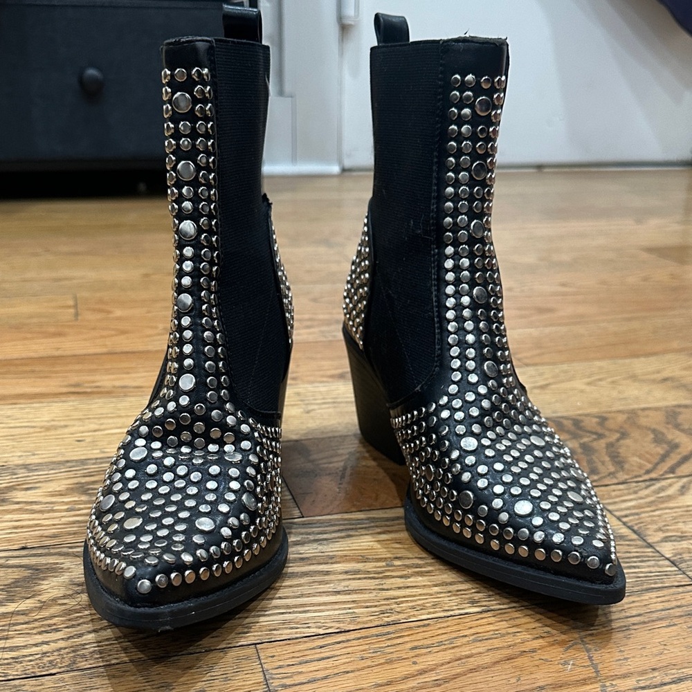 Studded Black Ankle Boots